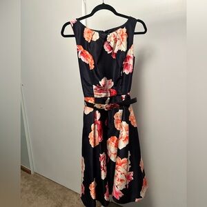 Jessica Howard Black and Pink Floral Midi Dress
